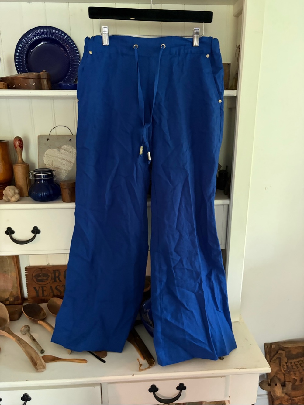 Marciano Women’s Blue Drawstring Wide-Leg Pants